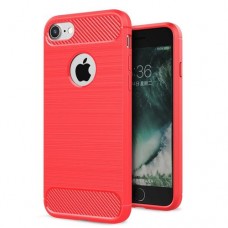 IPhone 7 Case Carbon Fibre Back Cover Case-RED  