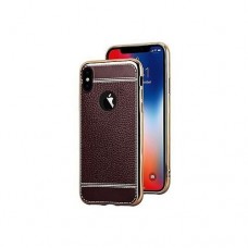 IPhone X Case Leather Back Case Cover-BROWN