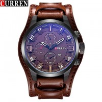 CURREN 8225 (Brown Black) Original Men's Sports Waterproof Leather Strap Date Good Quality Wrist Watch