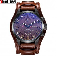 CURREN 8225 (Brown Black) Original Men's Sports Waterproof Leather Strap Date Good Quality Wrist Watch