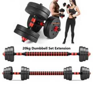 20kg Adjustable Dumbbell Set Home Gym Weights Barbell Extension