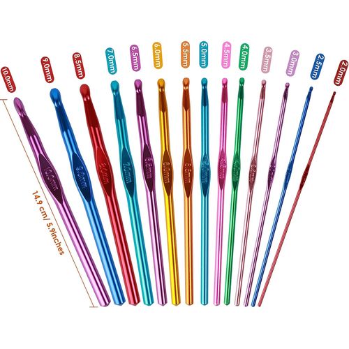 Crochet Hook Set 14pcs Aluminium Crochet Hooks 2-10mm Knitting Needles + Stitch Markers - Image 2