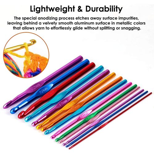 Crochet Hook Set 14pcs Aluminium Crochet Hooks 2-10mm Knitting Needles + Stitch Markers - Image 3