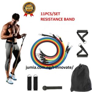 11PCS resistance bands set with handles, ankle straps, door anchor and carry bag for home workout and fitness training