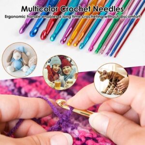 Crochet Hook Set 14pcs Aluminium Crochet Hooks 2-10mm Knitting Needles + Stitch Markers