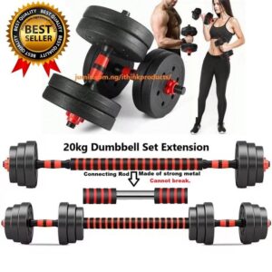 20KG adjustable dumbbell set with barbell extension