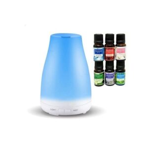Ultrasonic aromatherapy diffuser air humidifier with fragrance oils and LED lights for home and bedroom