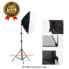 Studio softbox lighting kit with adjustable tripod stand and lamp holder for photography and video shooting