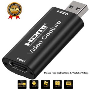 4K HDMI to USB 2.0 Video Capture Card 1080P Cam Link Card Game Capture Card Adapter Screen Record Capture Device for Streaming, Gaming, Video Conference, Teaching, Live Broadcasting