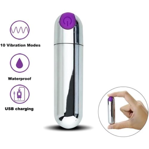 Rechargeable Strong Bullet Vibrator Sex Toy-Silver - Image 2