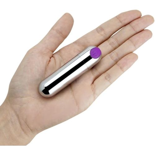 Rechargeable Strong Bullet Vibrator Sex Toy-Silver - Image 3